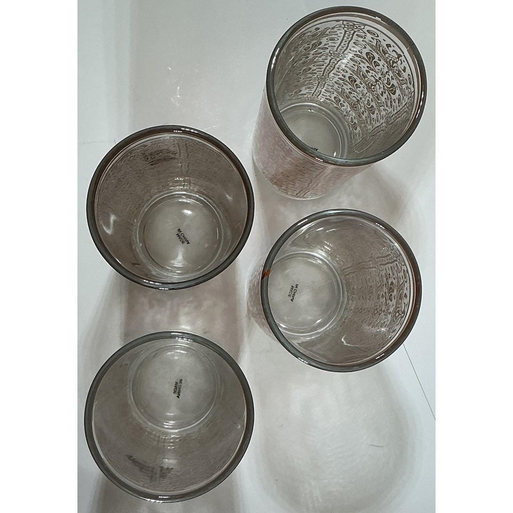 Vintage Moroccan Copper Filigree Highball Glasses Set of 4 Paisley Lotus Barware - Picture 11 of 11